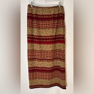 Vintage Byer California Red and Tan Maxi Skirt Size Large
